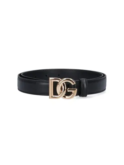 Dolce & Gabbana Logo Belt In Black