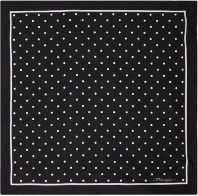 Dolce & Gabbana Polka-dot Silk Scarf In Black