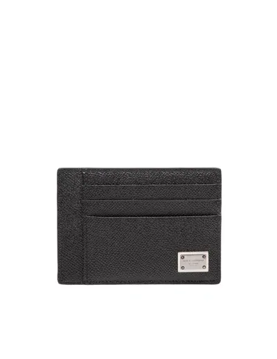 Dolce & Gabbana Black Dauphine Leather Card Holder