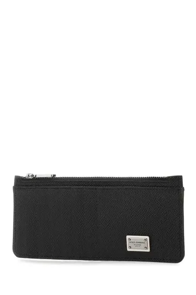 Dolce & Gabbana Black Leather Card Holder In 80999