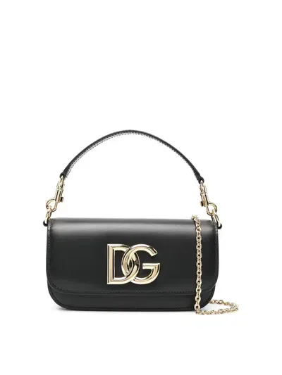 Dolce & Gabbana Black Logo Foldover Shoulder Bag