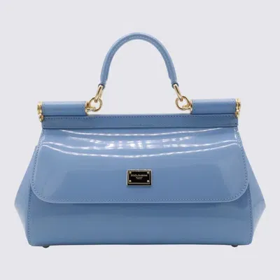 Dolce & Gabbana Blue Leather Miss Sicily Top Handle Bag In Carta Da Zucchero