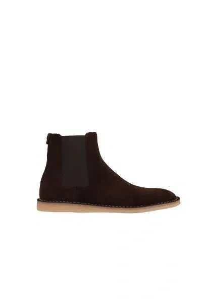 Dolce & Gabbana Suede Ankle Boots In Brown