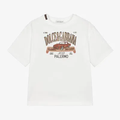 Dolce & Gabbana Kids' Boys White Cotton Classic Car T-shirt