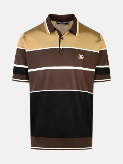 Dolce & Gabbana Brown Silk Polo Shirt