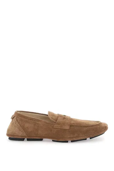 Dolce & Gabbana Calf Suede Driver Shoe In Brown