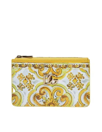 Dolce & Gabbana Yellow Polished Leather Card Holder