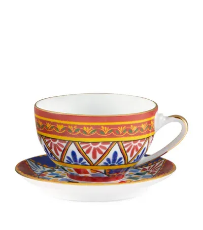 Dolce & Gabbana Carreto Teacup And Saucer In Multi