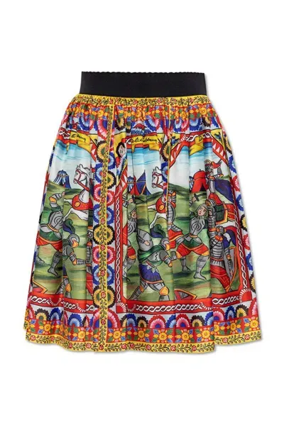 Dolce & Gabbana Carretto Patterned Mini Skirt In Multi