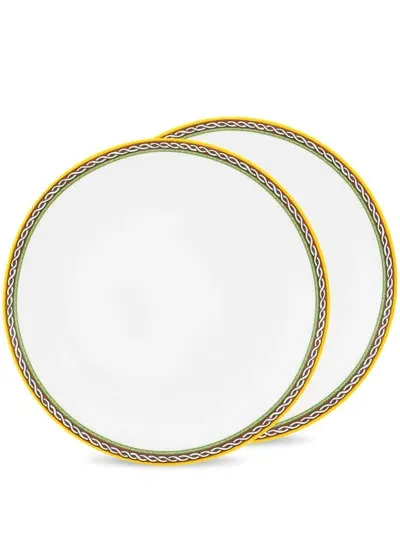 Dolce & Gabbana Carretto Siciliano-trim Plates (set Of Two) In White