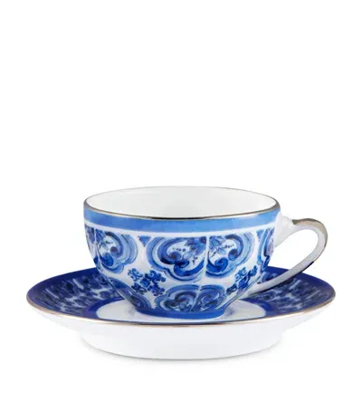 Dolce & Gabbana Casa Majolica Coffee Cup And Saucer In Blue