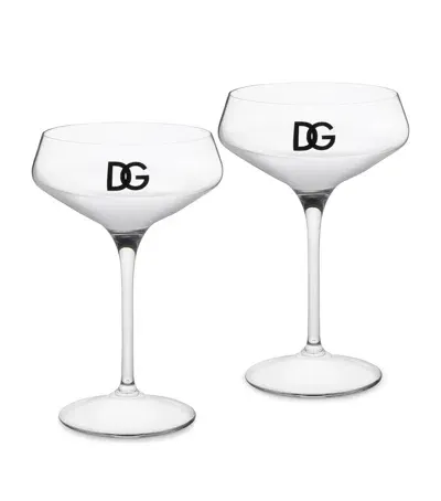 Dolce & Gabbana Casa Set Of 2 Dg Millennials Logo Martini Glasses In Transparent