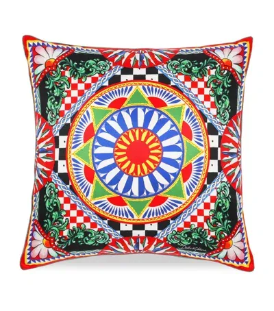 Dolce & Gabbana Casa Silk Carretto Square Cushion In Multi