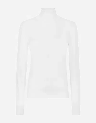 Dolce & Gabbana Cashmere And Silk Turtle-neck Sweater In White