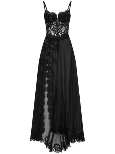 Dolce & Gabbana Kleid Aus Chantilly-spitze In Black