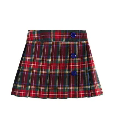 Dolce & Gabbana Kids' Checked Wool-blend Skirt In Black