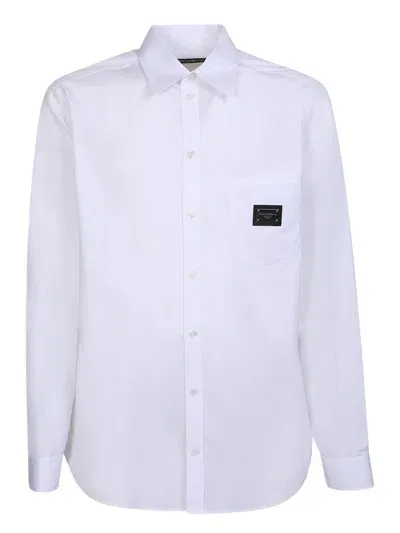 Dolce & Gabbana Chest Logo Patch White Shirt