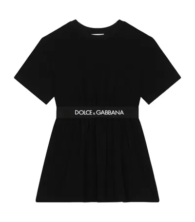 Dolce & Gabbana Kids' Cotton-blend Logo Dress In Black