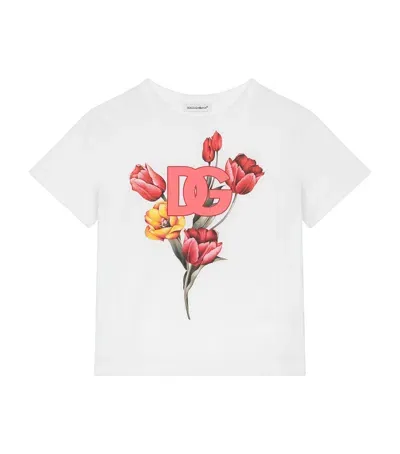 Dolce & Gabbana Kids' Cotton Floral T-shirt In White