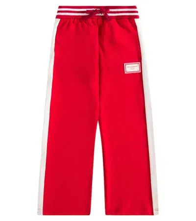 Dolce & Gabbana Kids' Cotton Jersey Sweatpants In Red