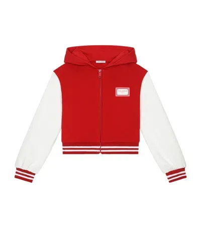 Dolce & Gabbana Kids' Cotton Logo Hoodie In Red