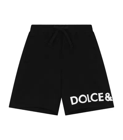 Dolce & Gabbana Kids' Cotton Logo Shorts In Black