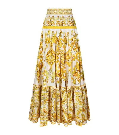 Dolce & Gabbana Cotton Printed Maxi Skirt In Yellow