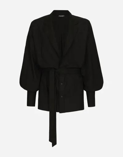 Dolce & Gabbana Cotton Shirt With Lapels And Jacket Collar In ブラック