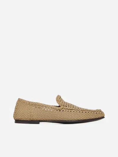 Dolce & Gabbana Woven-design Slippers In Ecru