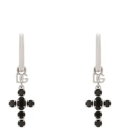 Dolce & Gabbana Crystal Charm Drop Earrings In Metallic