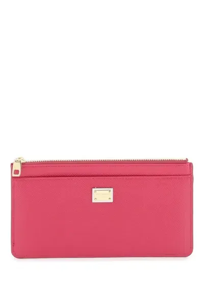 Dolce & Gabbana Cardholder Pouch In Dauphine Calfskin In Pink,purple