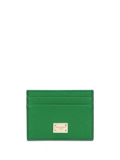 Dolce & Gabbana Dauphine Leather Card Holder In Green