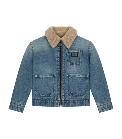 Dolce & Gabbana Kids' Denim Collar-detail Jacket In Blue