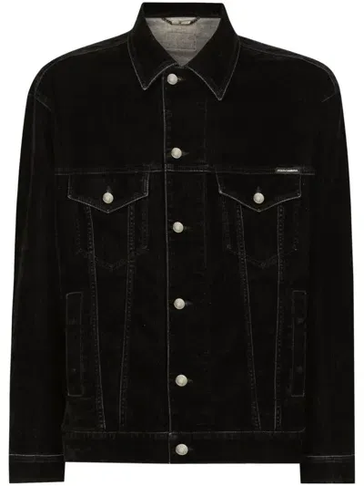 Dolce & Gabbana Denim Shirt Jacket In Black