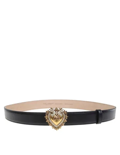 Dolce & Gabbana Devotion Buckle Belt In Black