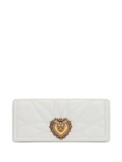 Dolce & Gabbana Logo-plaque Leather Clutch Bag In White