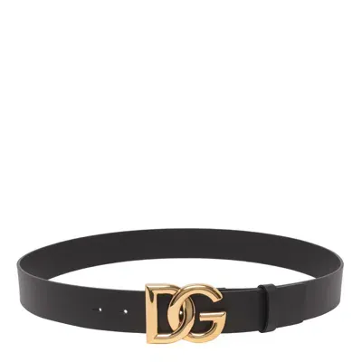 Dolce & Gabbana Dg Buckle Logo Belt In Black