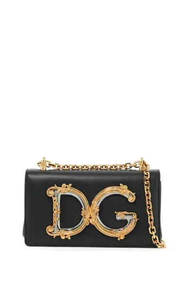 Dolce & Gabbana Dg Girls Mini Crossbody Handbag With In Black