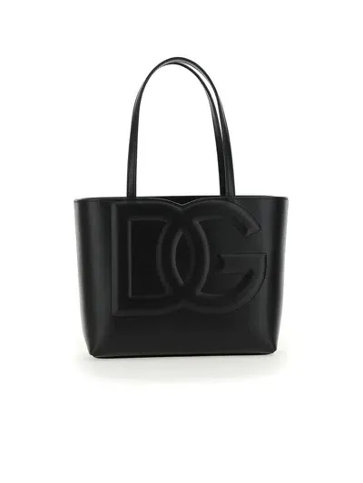 Dolce & Gabbana Dg Logo Embossed Small Tote Bag In Black