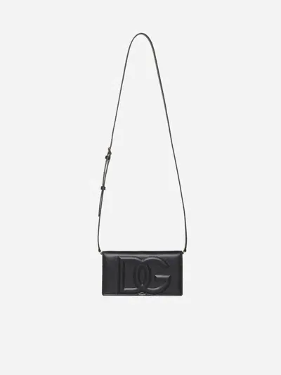 Dolce & Gabbana Dg Logo Leather Crossbody Bag In Black