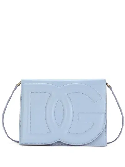 Dolce & Gabbana Dg Logo Leather Crossbody Bag In Blue