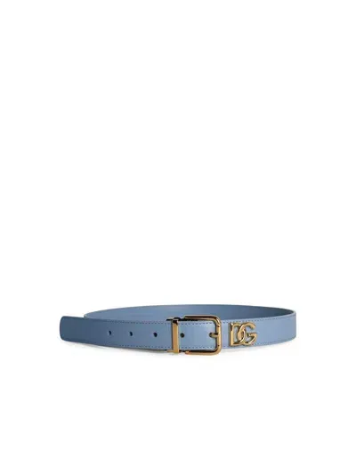 Dolce & Gabbana Dg Logo Plaque Buckle Belt In Blue