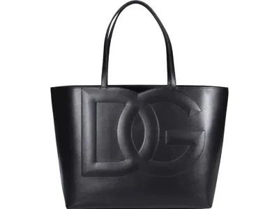 Dolce & Gabbana Dg Logo Shopping Medium Bag In Nero