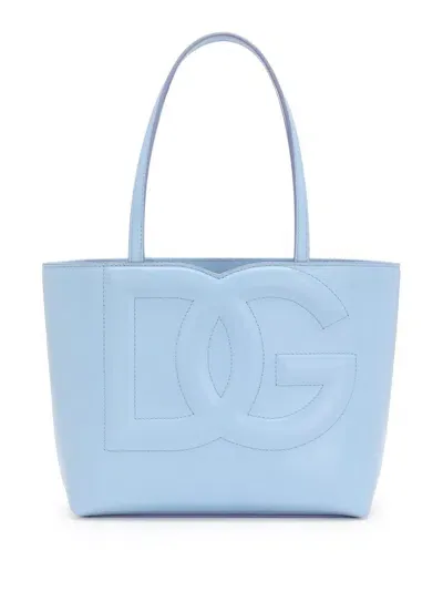 Dolce & Gabbana Dg Logo Embossed Small Tote Bag In Blue