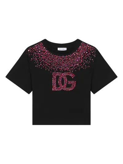 Dolce & Gabbana Kids' Dg-logo T-shirt In Black