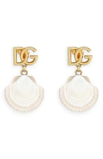 Dolce & Gabbana Dg Shell Drop Earrings In Gold