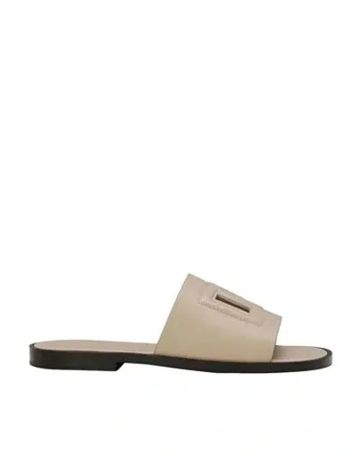 Dolce & Gabbana Leather Sandals In Beige