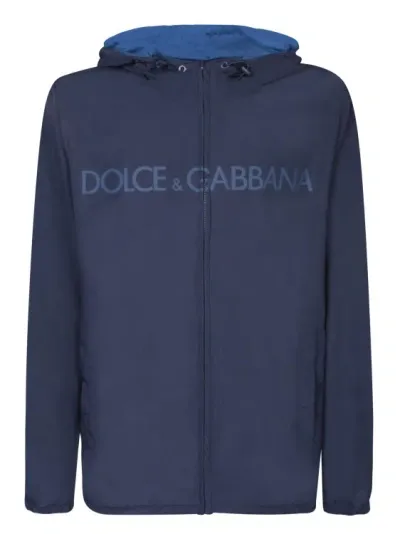 Dolce & Gabbana Double-face Nylon Jacket In Blue