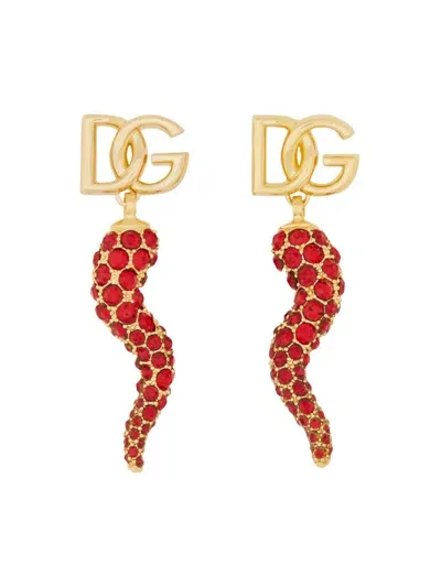 Dolce & Gabbana Earring With Logo And Cornet In Gold