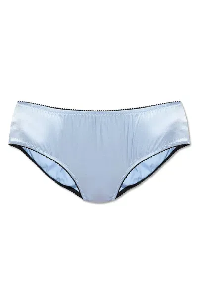 Dolce & Gabbana Elastic Waist Satin Panties In Blue